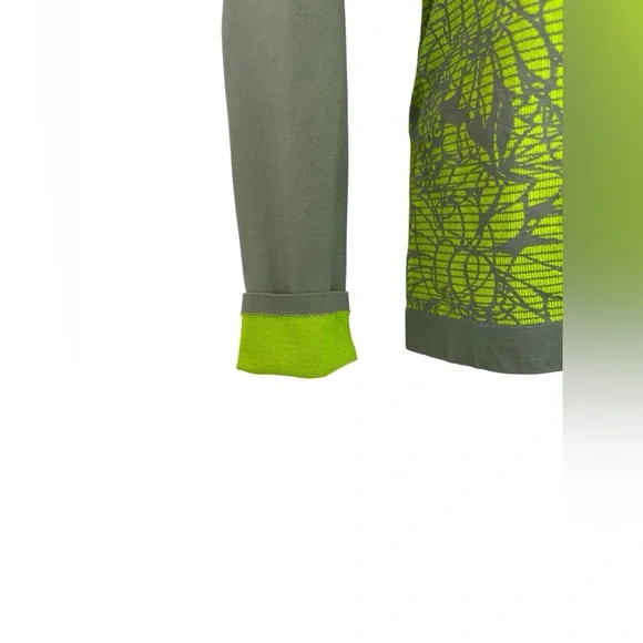 💚 EUC Fabletics Nanette Neon Green & Gray Floral Full-Zip Jacket | Women’s Small - Picture 11 of 13